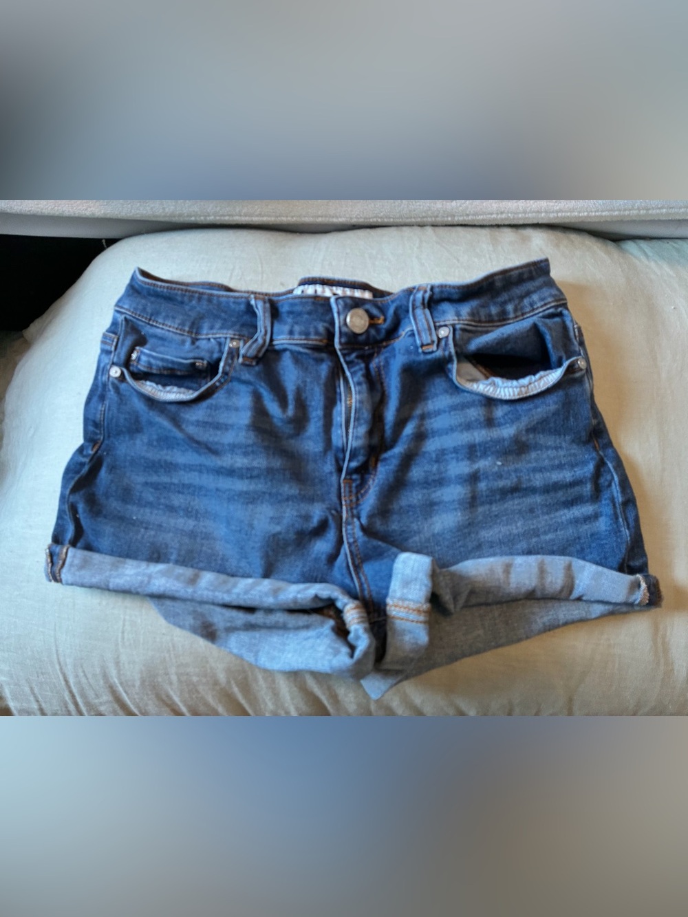Indigo Rein Dark Blue Rolled Hem Denim Shorts